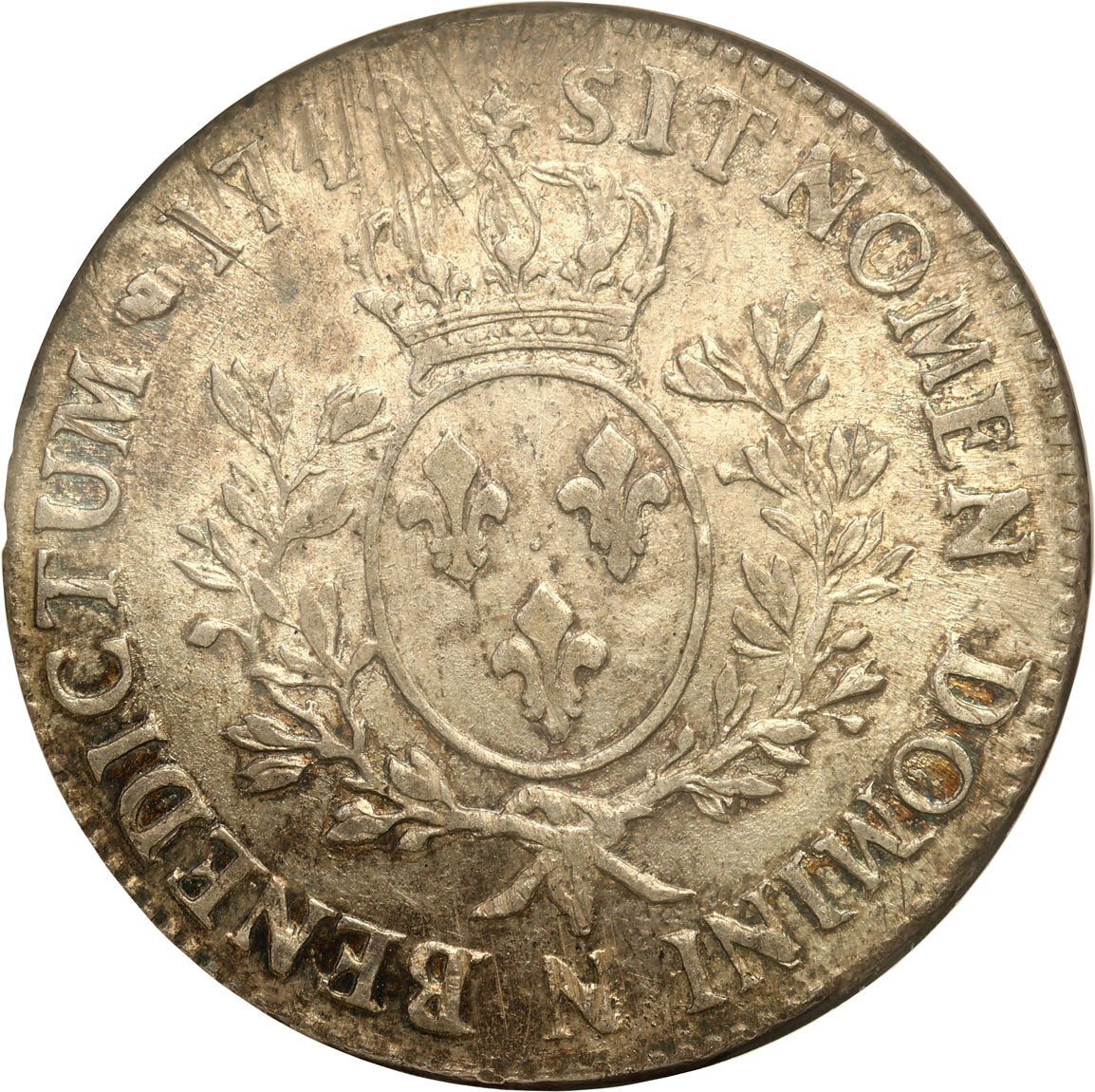 Francja. Ludwik XV. Ecu 1748 N, Montpellier NGC MS61
